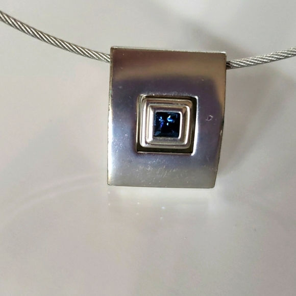 Stainless Steel Choker Blue Stone Wire Covered In Flexible Soft Coating Luxury - Picture 9 of 10